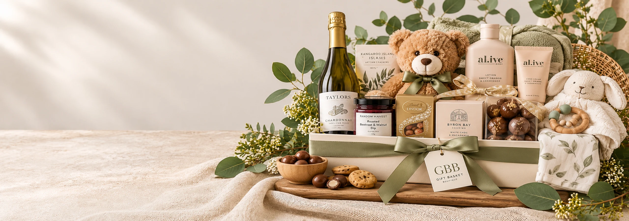 Gift hampers from $100 to $149 including baby, pamper, wine and gourmet gifts